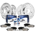 Detroit Axle - Brake Kit for 2004 2005 2006 2007 Toyota Highlander Drilled & Slotted Disc Brakes Rotors Ceramic Brake Pads Front